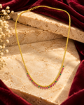 Elegant Gold-Tone Necklace with Pink & Green Bead Drops