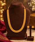 Traditional Gold-Tone Beaded Necklace Set with Matching Earrings