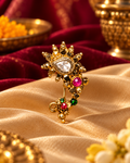 Traditional Multicolour Gold-Tone Nathani – Ethnic Nose Ring (Press Nathani)