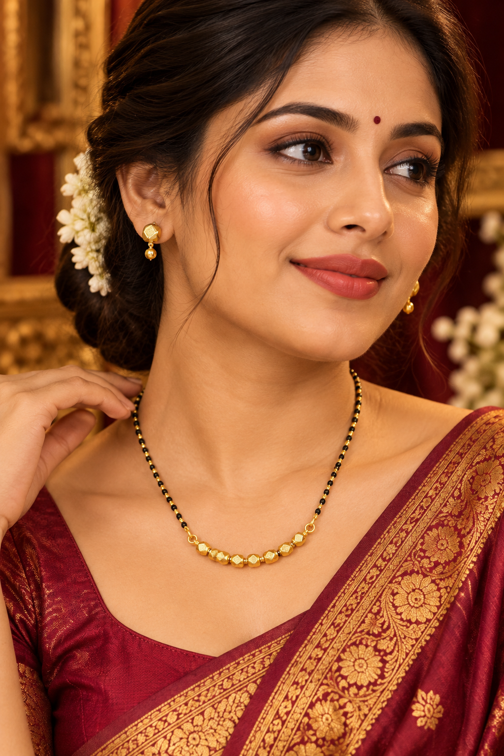 Traditional Ashtapailu Mangalsutra with Black Beads
