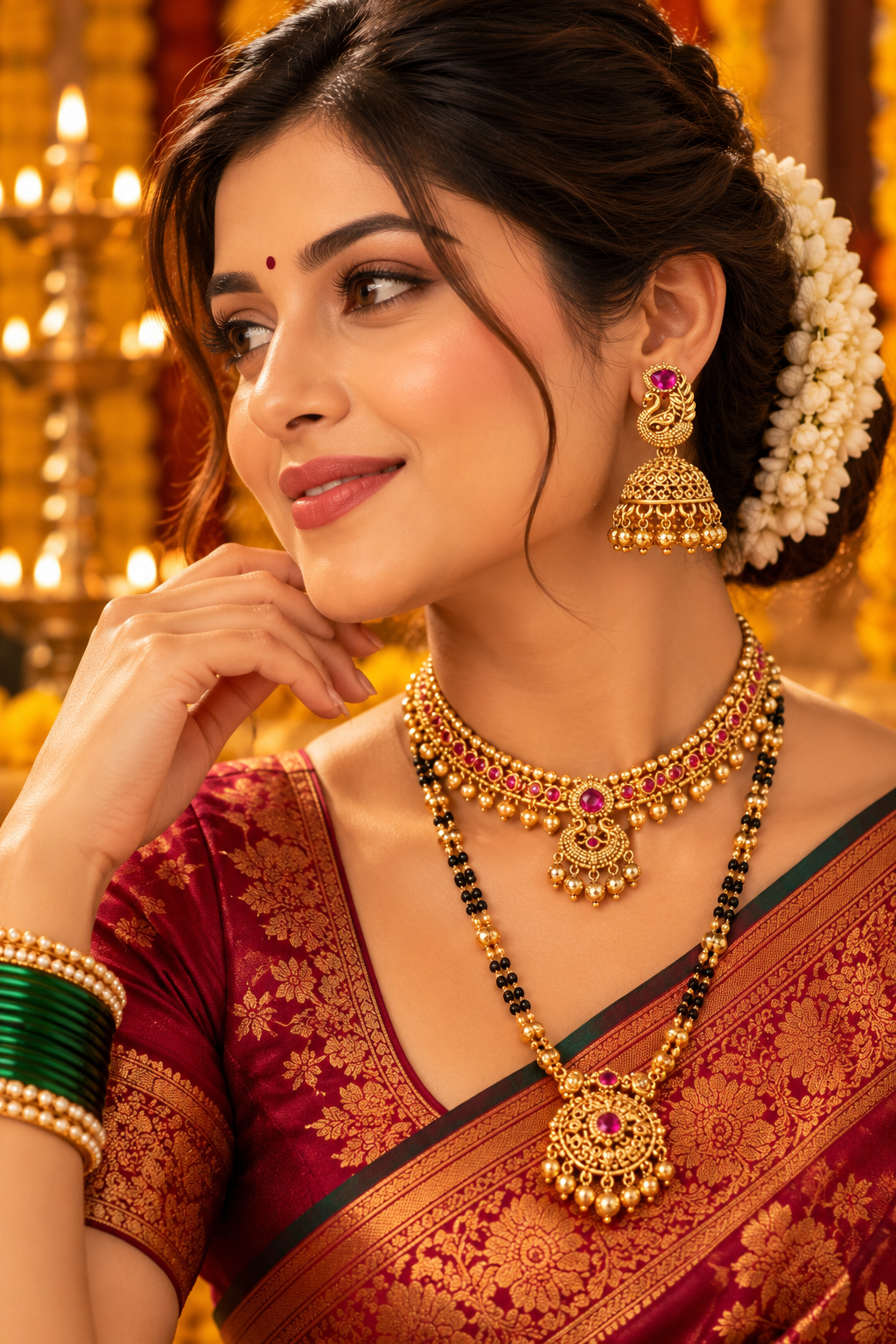 Traditional Gold-Tone Peacock Design Jhoomka Earrings with Pink Stones